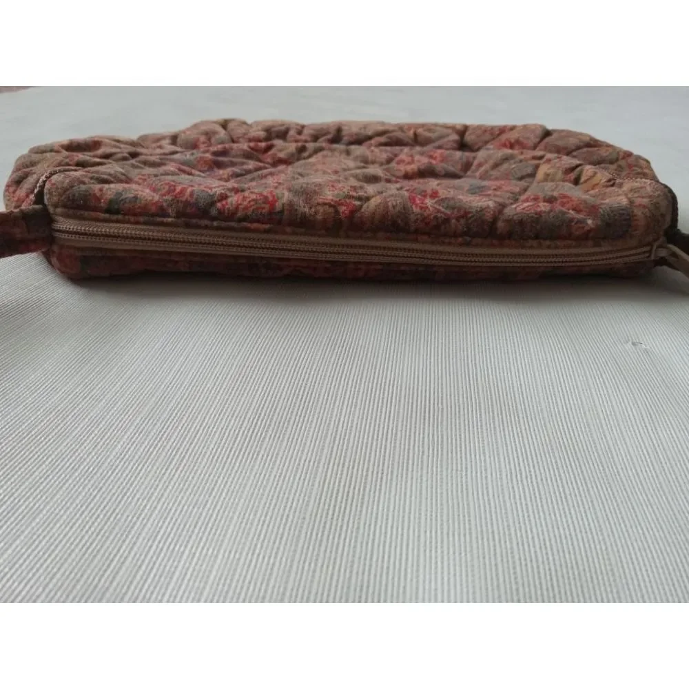 Richmark Vintage Brown Multicolored Paisley Print Quilted Velour Shoulder Bag